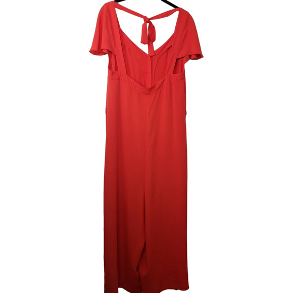 ASOS Maternity button front frill sleeve wide leg jumpsuit with cut out back - Picture 13 of 14